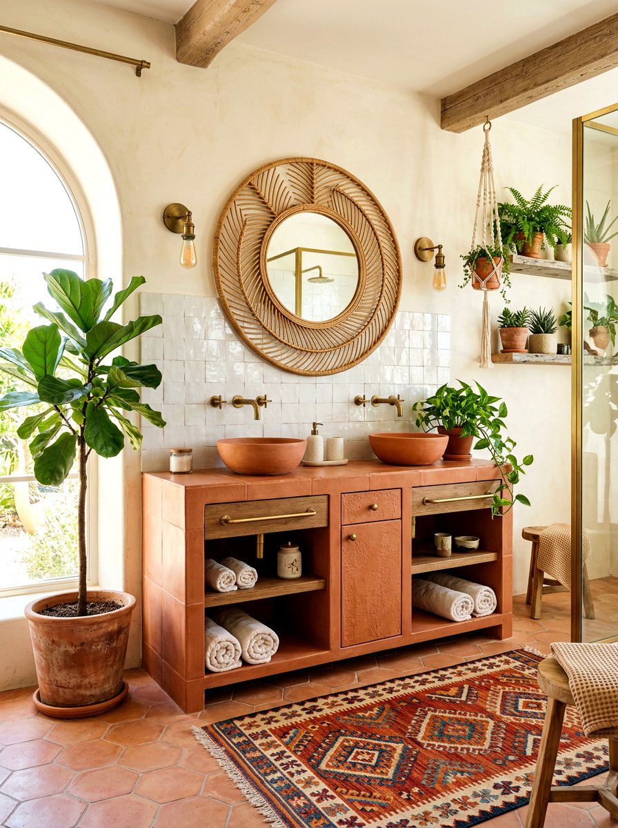 Terracotta bathroom vanity - 30 painted bathroom vanity ideas