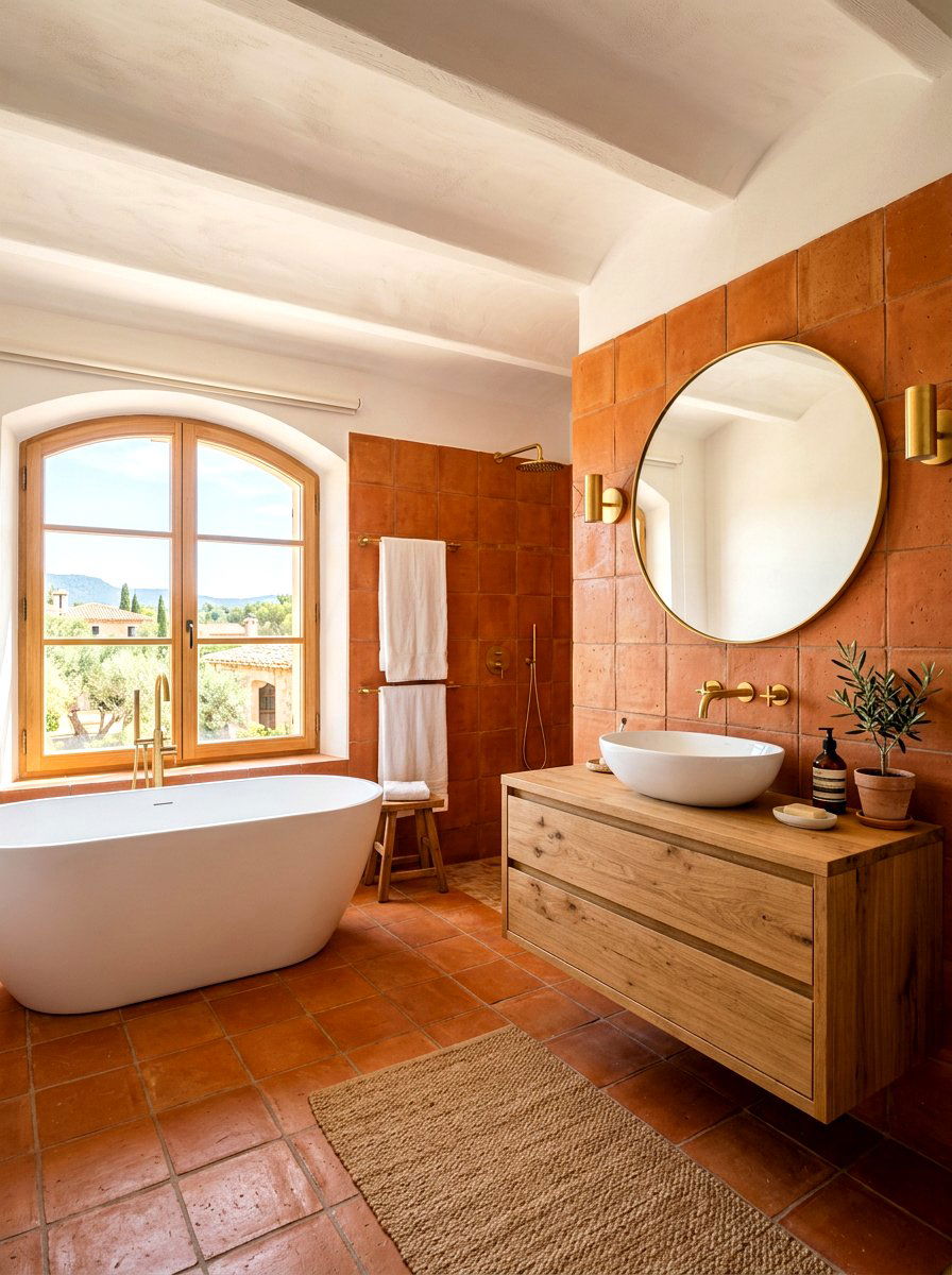 Terracotta bathroom - 30 retro bathroom ideas