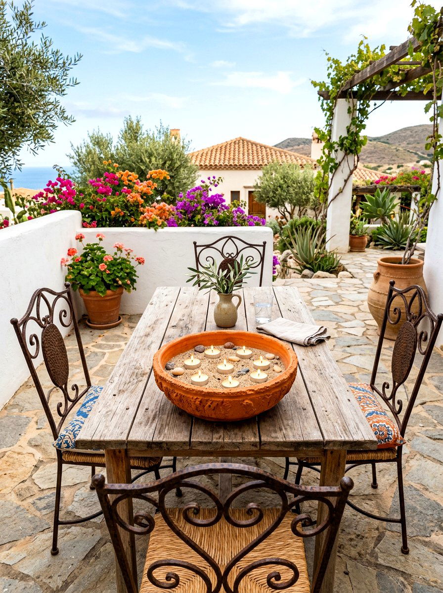 Terracotta bowl with tea lights - 30 candle bowl centerpiece ideas
