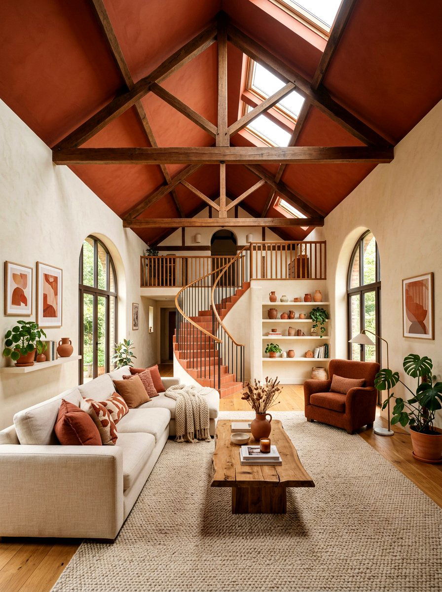 Terracotta ceiling living room - 30 terracotta living room ideas