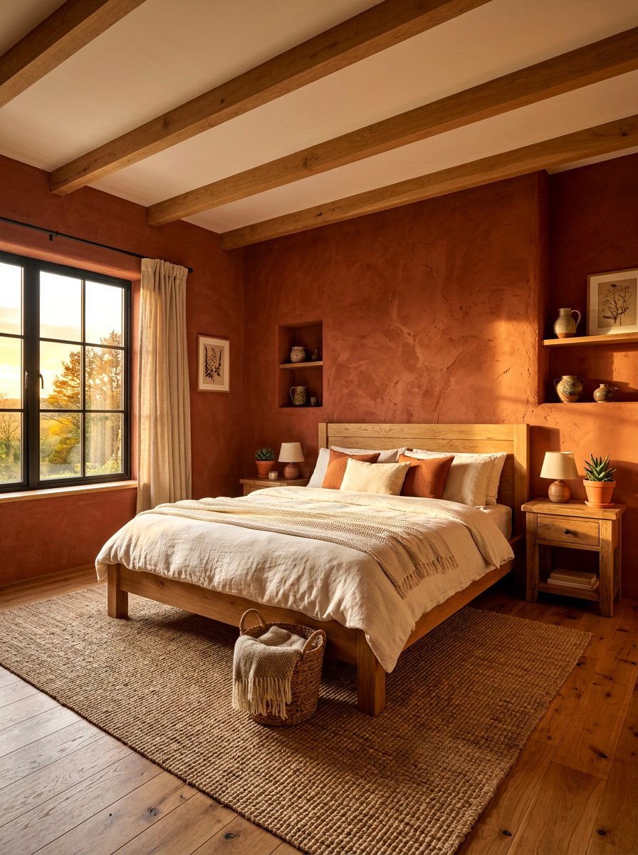 Terracotta clay bedroom - 30 clay color bedroom ideas
