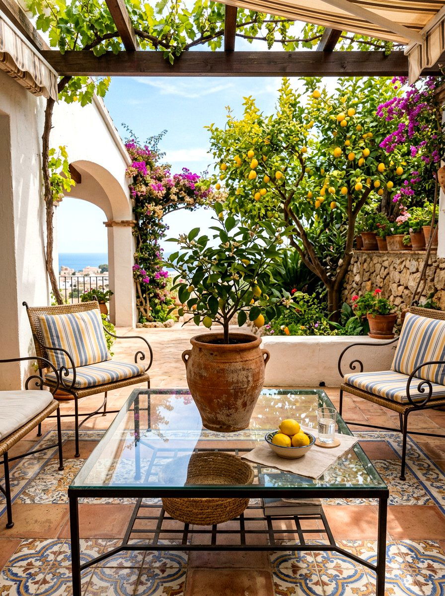 Terracotta clay pot - 30 glass coffee table styling ideas