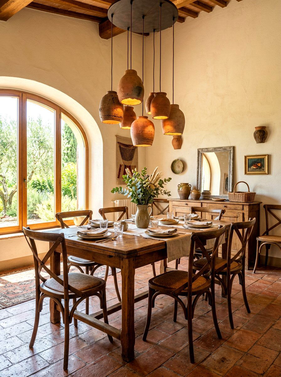 Terracotta cluster light - 30 dramatic pendant cluster ideas