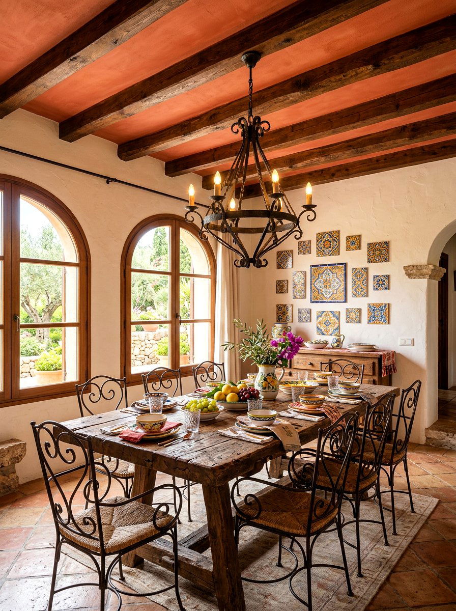 Terracotta dining room ceiling - 30 painted ceiling dining room ideas
