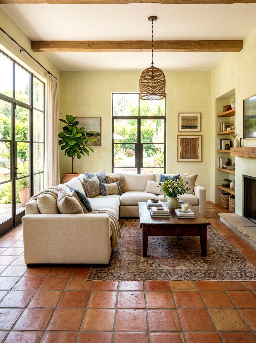 Terracotta floor living room - 30 Tuscan revival living room ideas