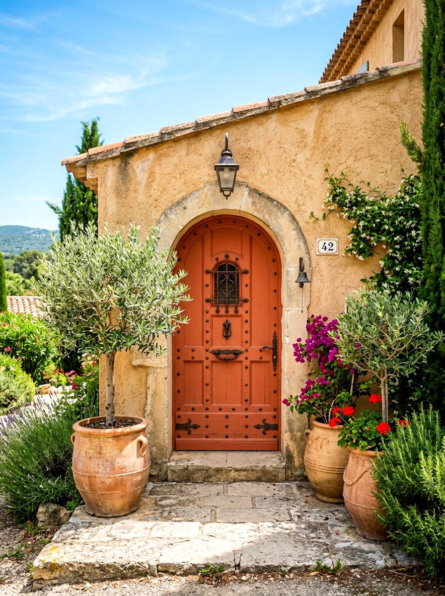 Terracotta front door - 30 front door color ideas
