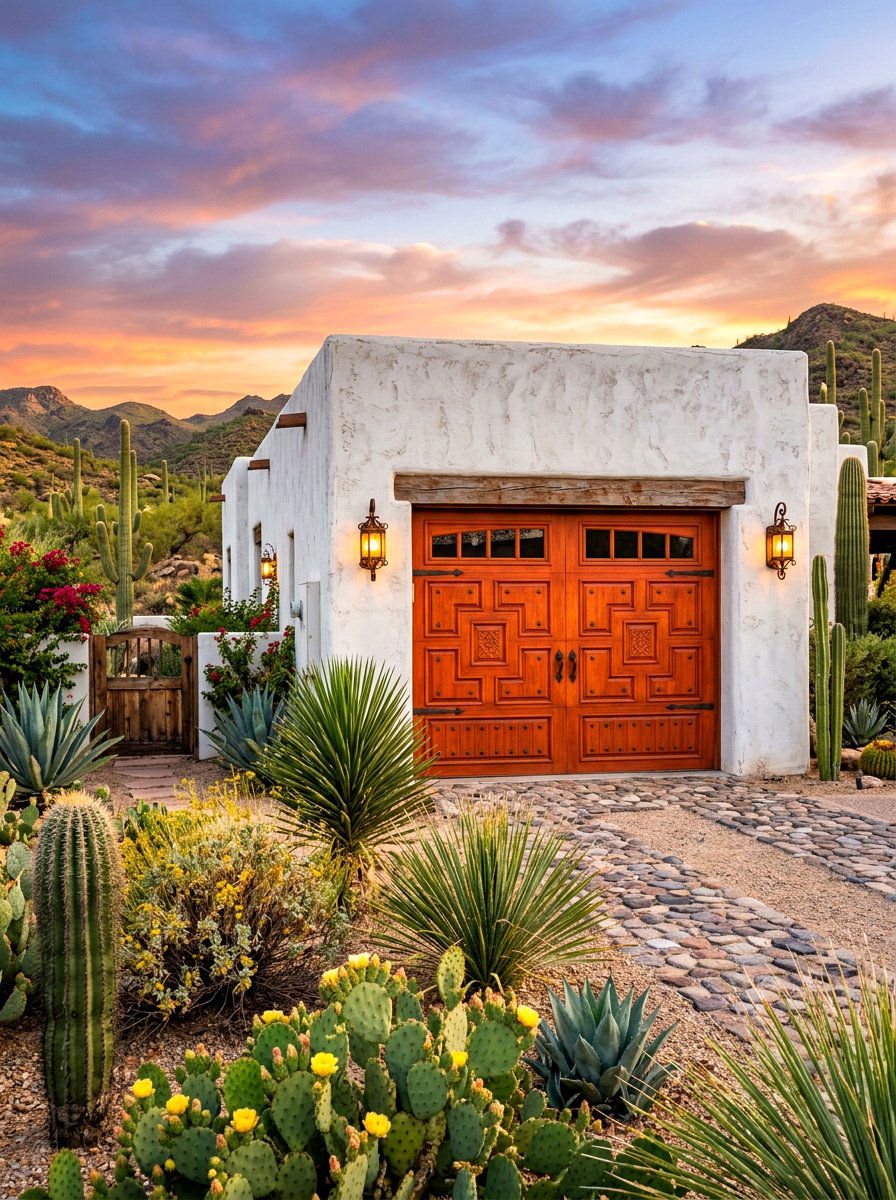 Terracotta garage door - 30 garage door color ideas
