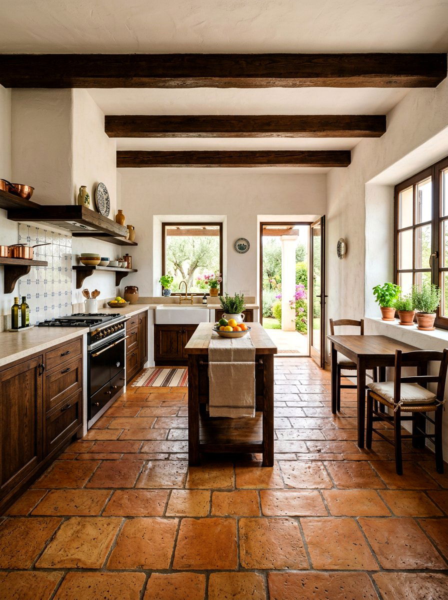 Terracotta kitchen flooring - 30 wabi sabi kitchen ideas