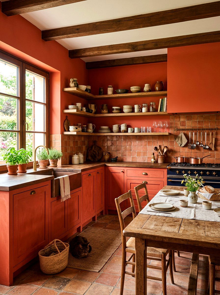 Terracotta kitchen - 30 color drenched kitchen ideas
