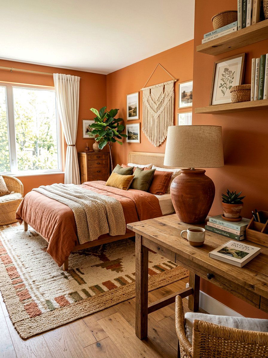 Terracotta lamp base - 30 tactile bedroom decor ideas