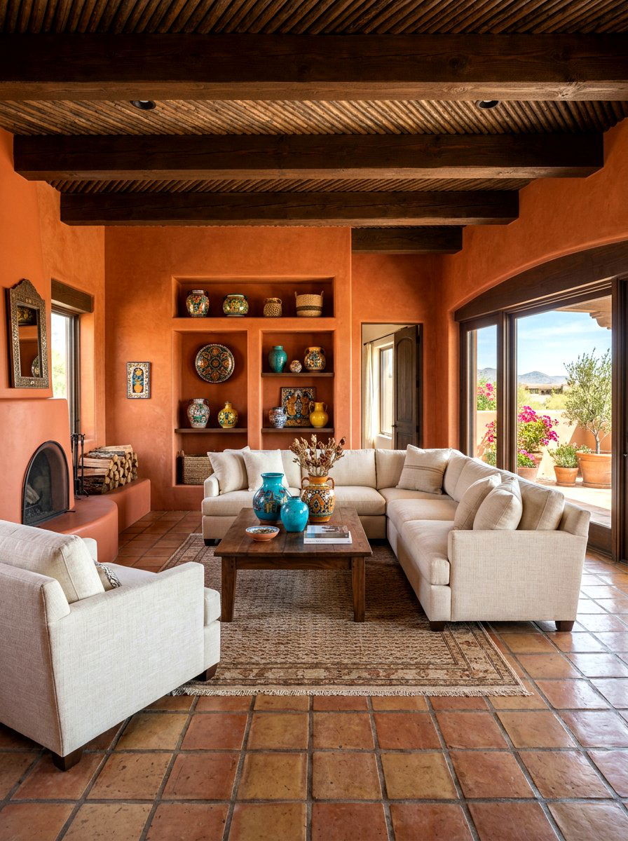 Terracotta living room - 30 southwestern living room ideas
