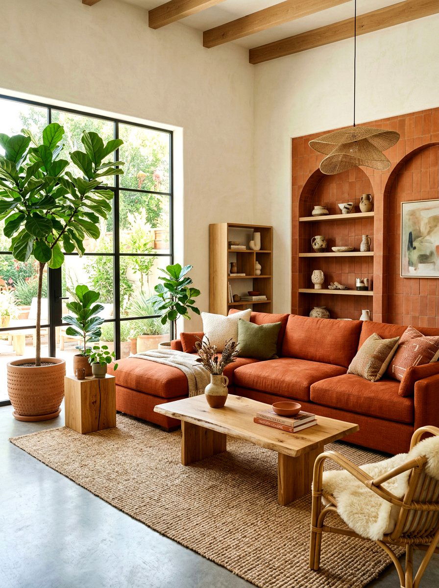 Terracotta living room - 30 terracotta decor ideas