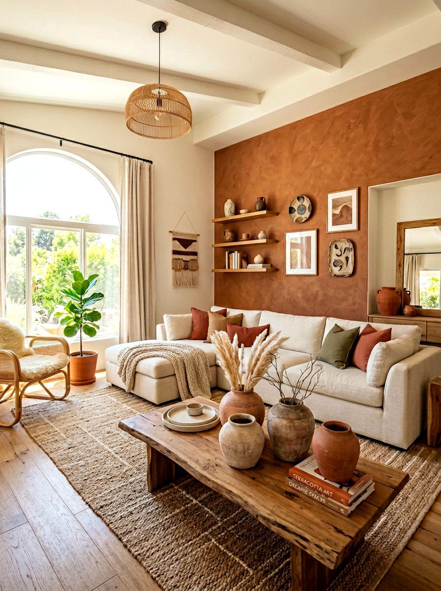Terracotta living room decor - 30 earthy home decor ideas