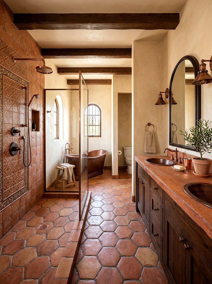Terracotta mixed metal bathroom - 30 mixed metal bathroom decor ideas