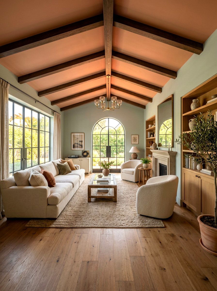 Terracotta painted ceiling living room - 30 terracotta and sage living room ideas
