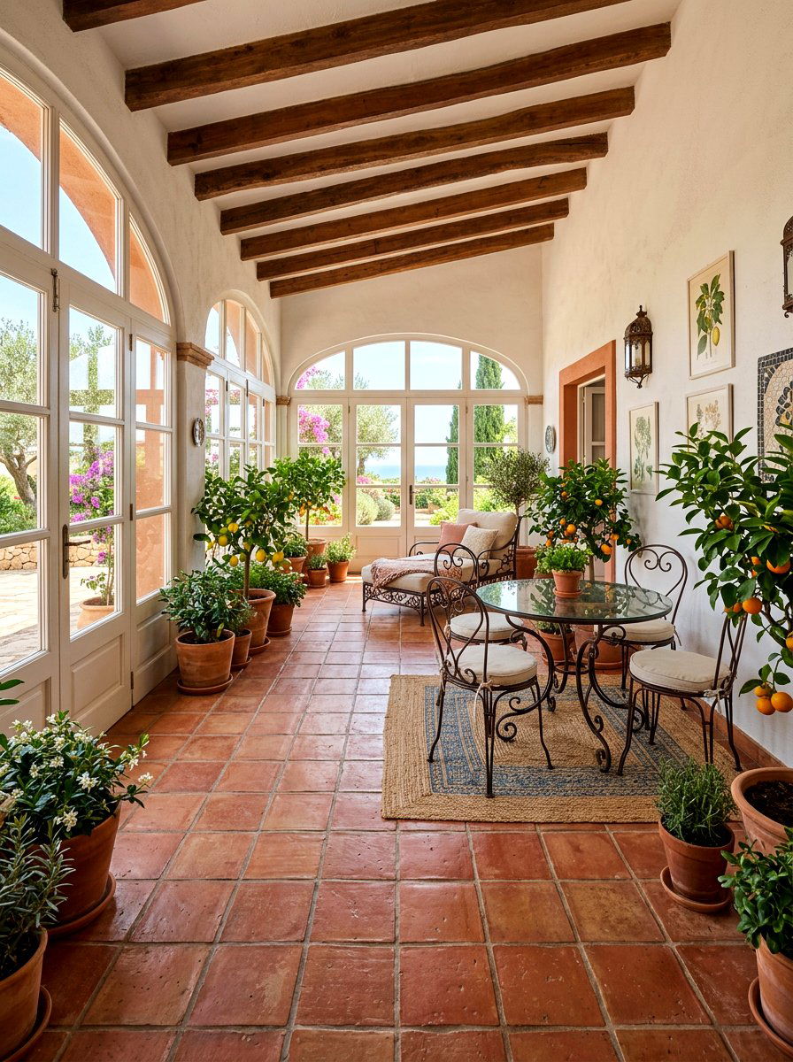 Terracotta painted floor - 30 painted floor ideas