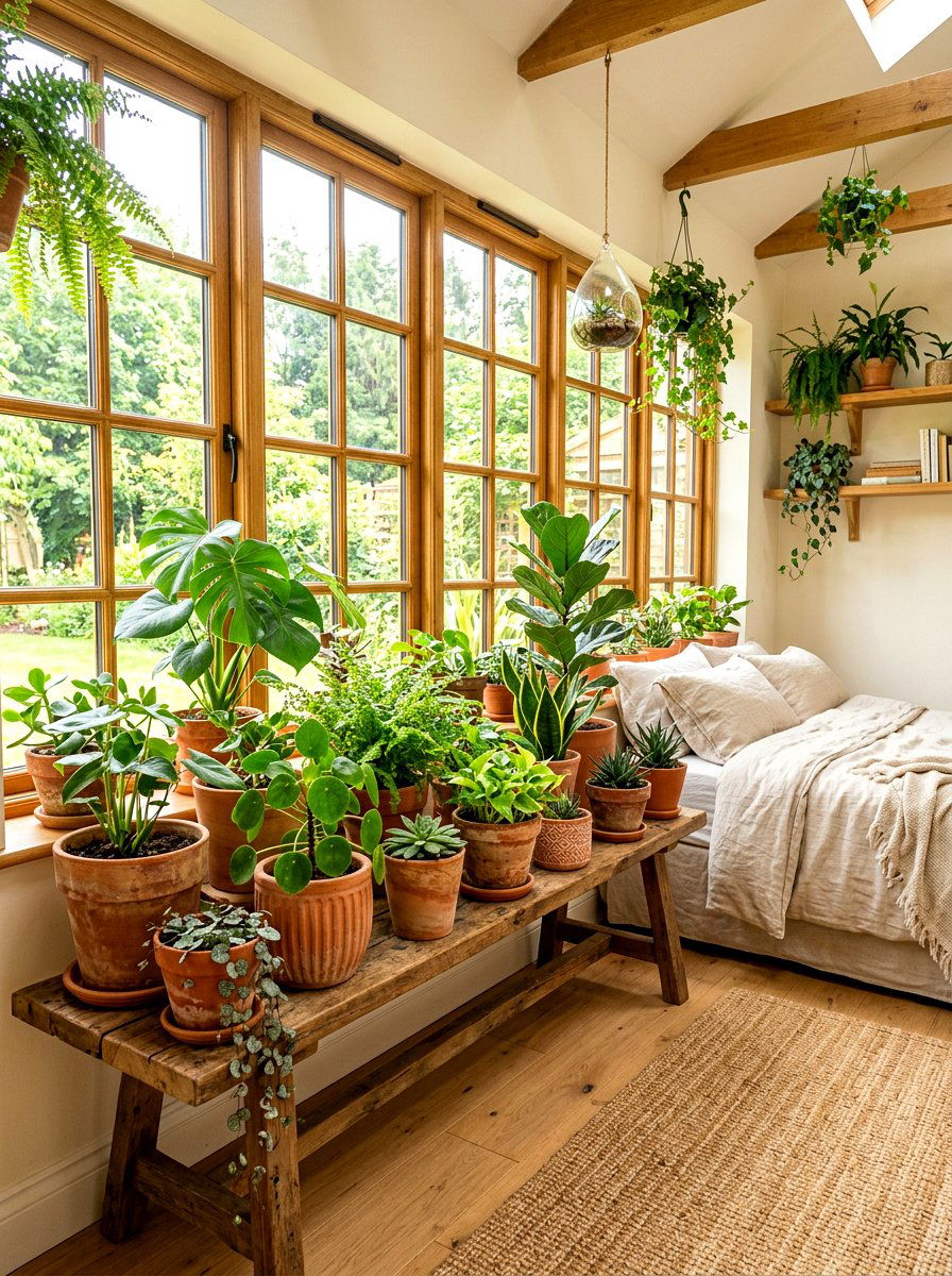 Terracotta planter set - 30 earthy bedroom ideas