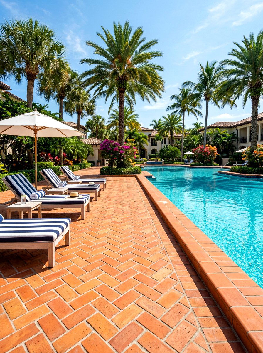 Terracotta pool deck surround - 30 terracotta patio ideas