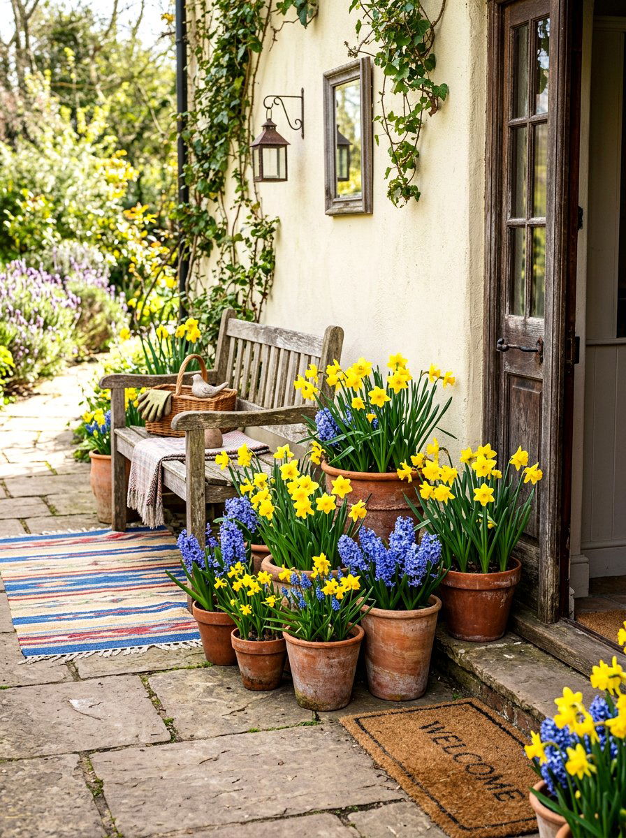 Terracotta pot entryway - 30 garden inspired spring decor ideas