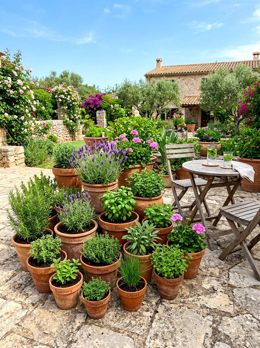 Terracotta pot herb garden - 30 herb garden ideas