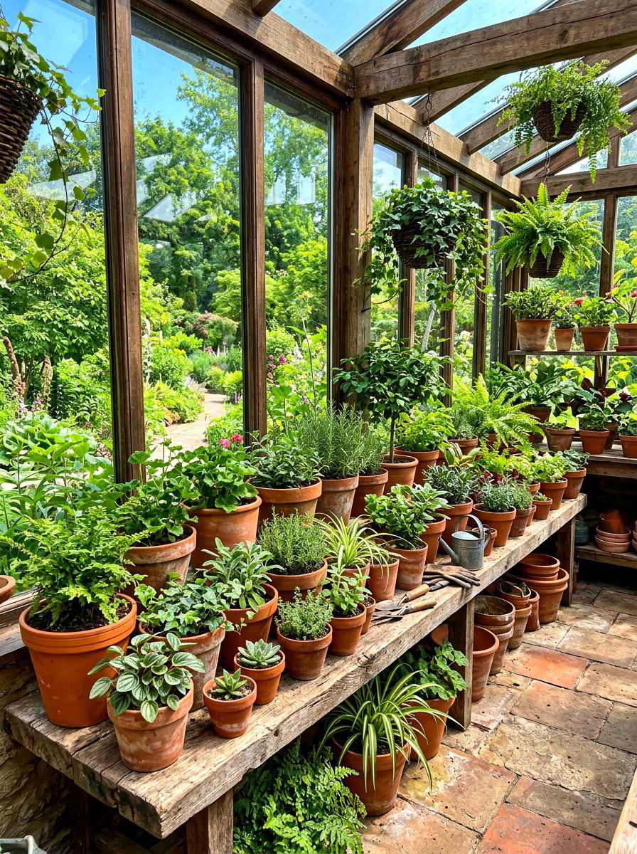Terracotta pot sunroom - 30 boho sunroom ideas