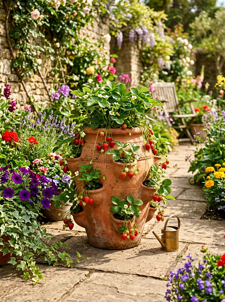 Terracotta strawberry pot - 30 strawberry planter ideas