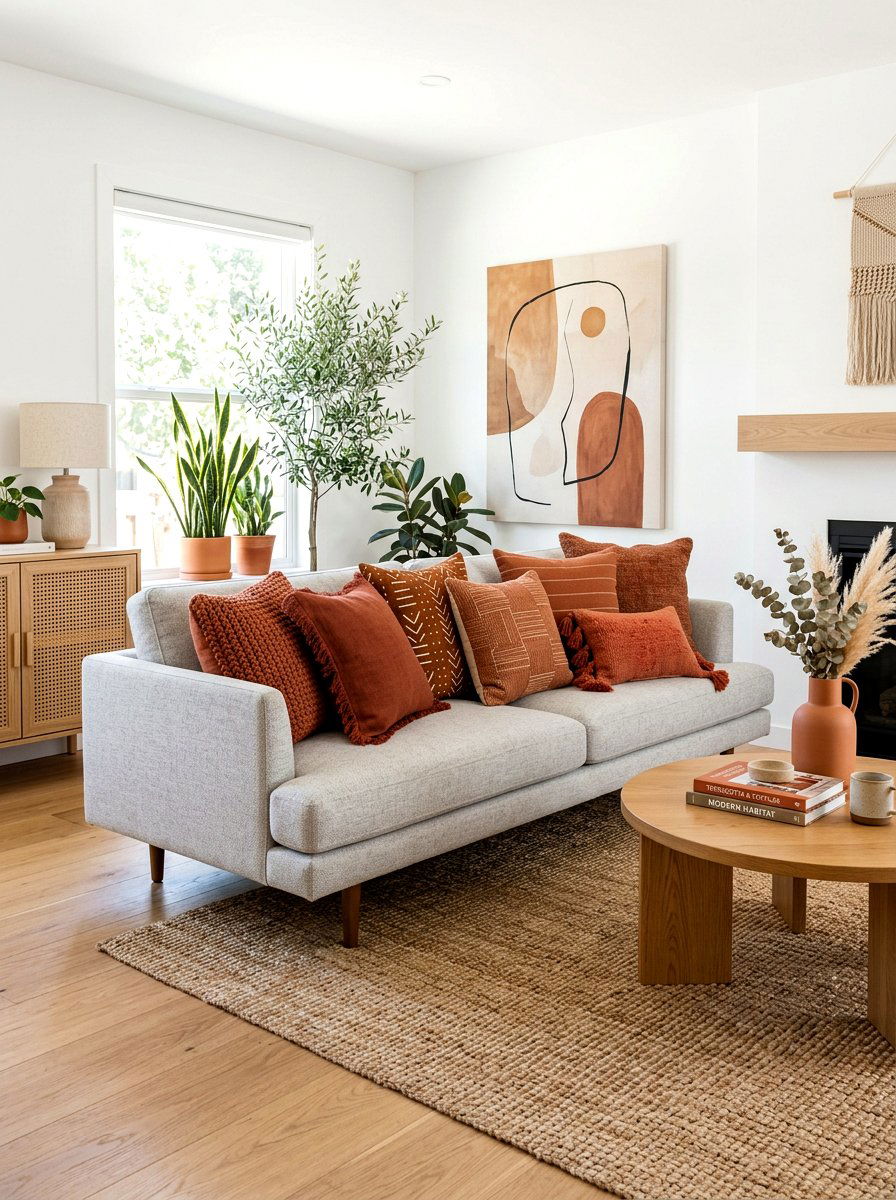 Terracotta throw pillows - 30 terracotta decor ideas