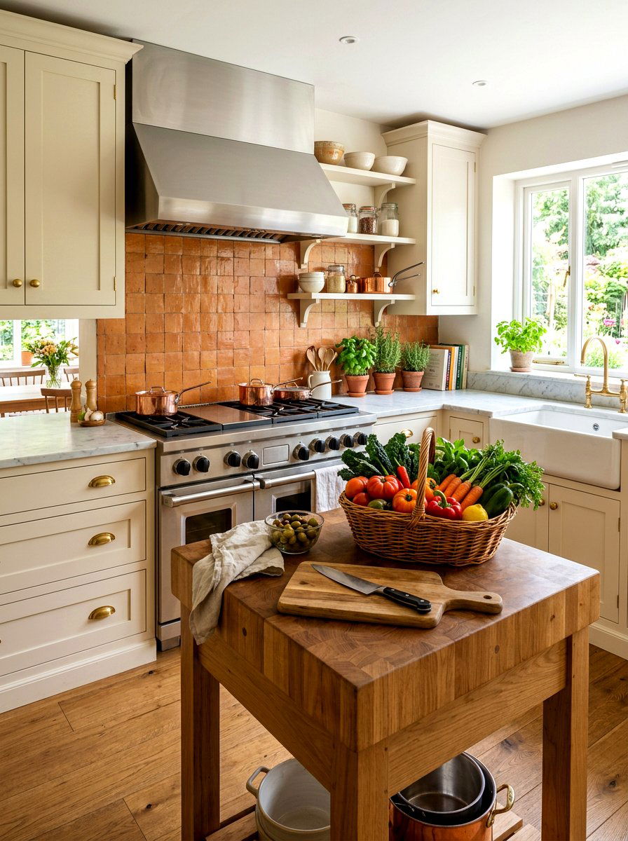 Terracotta tile backsplash - 30 tomato girl kitchen ideas
