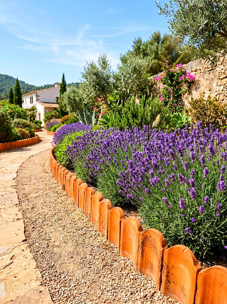 Terracotta tile edging - 30 lawn edging ideas