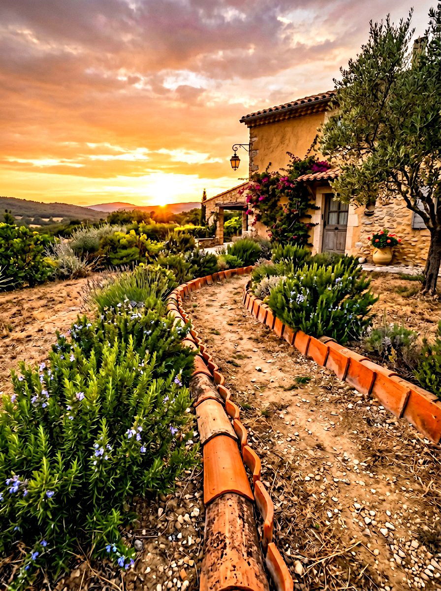 Terracotta tile edging - 30 front yard edging ideas