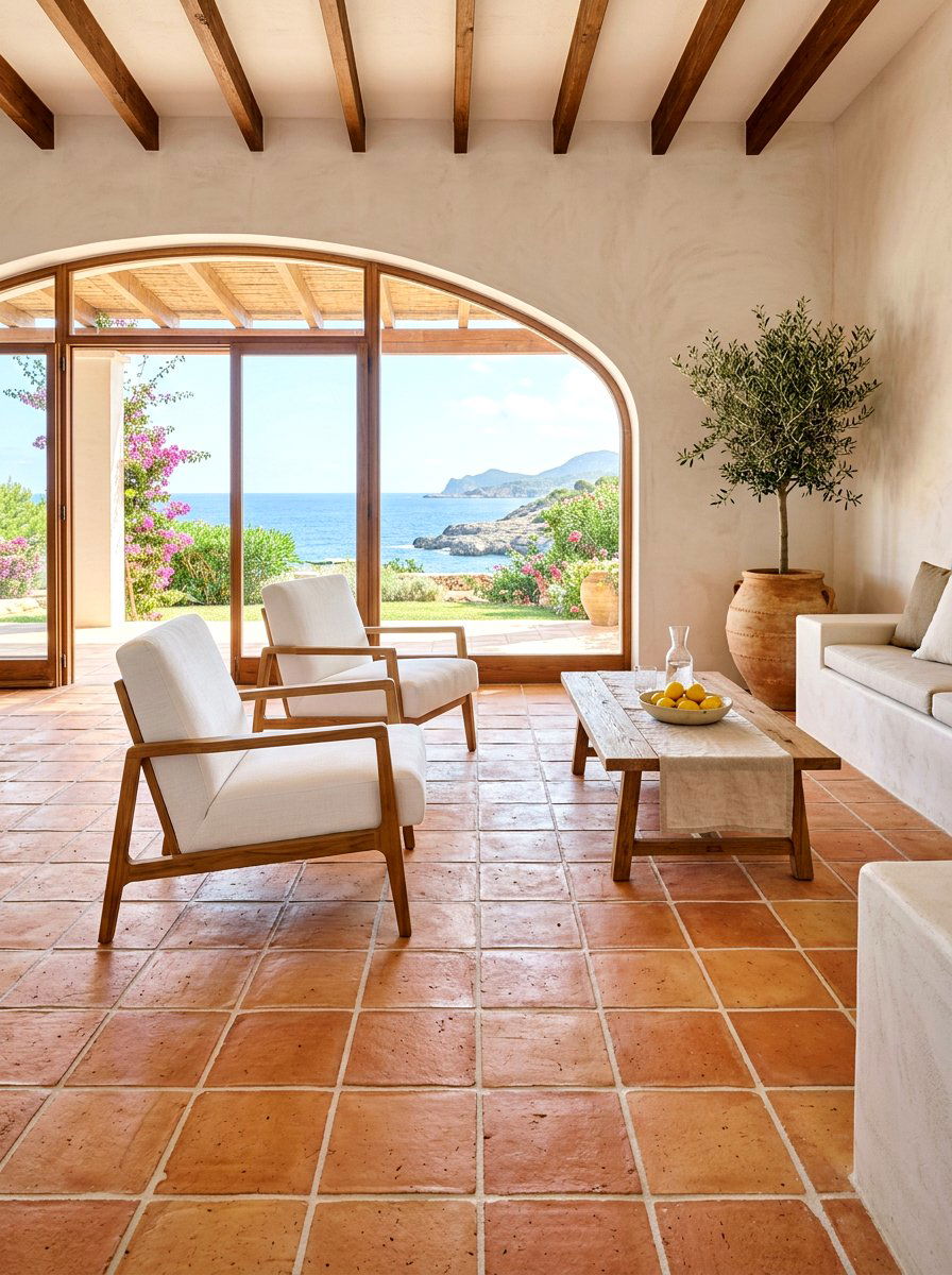 Terracotta tile flooring - 30 warm minimalist patio ideas