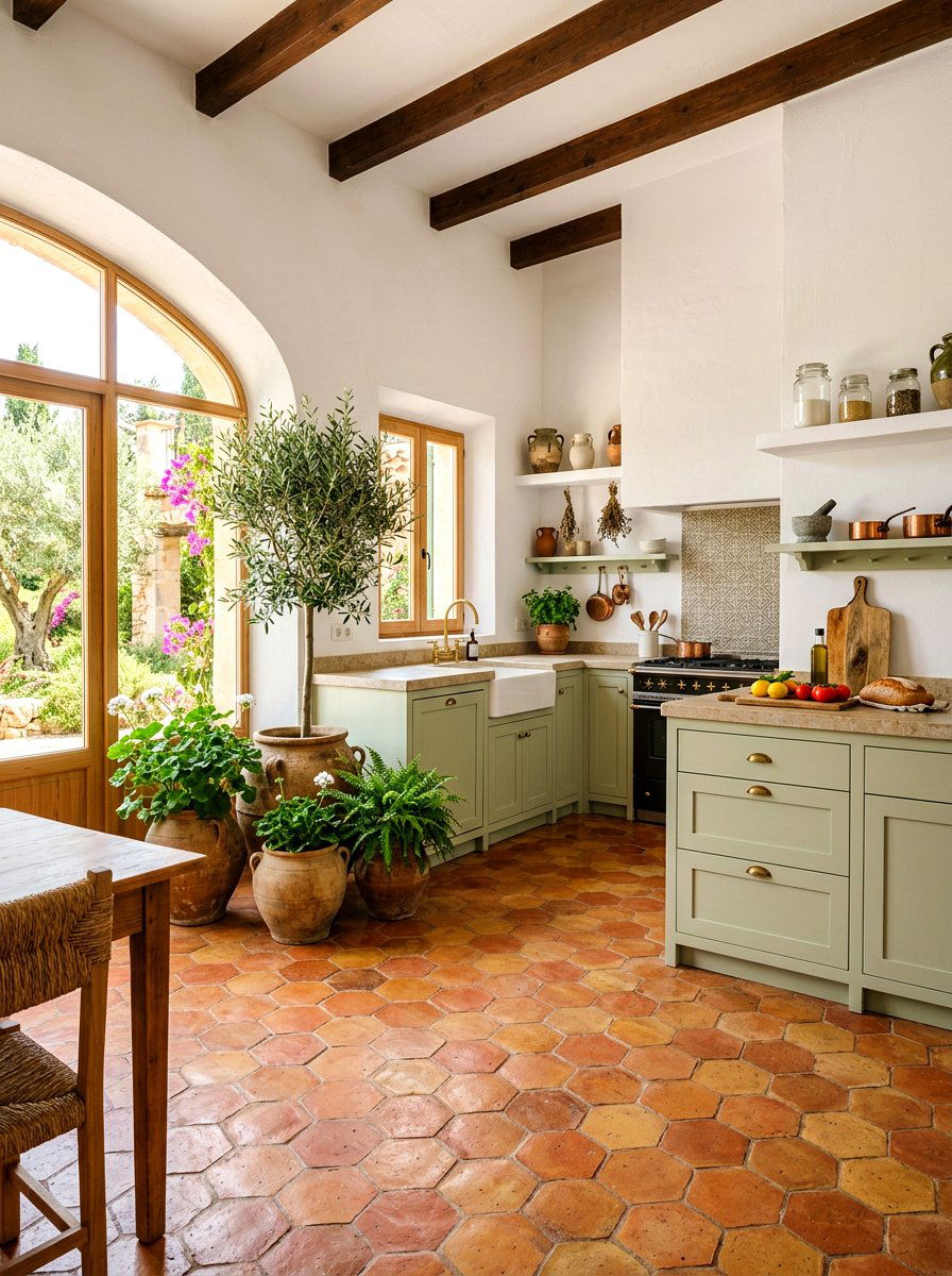Terracotta tile kitchen - 30 rustic European kitchen ideas