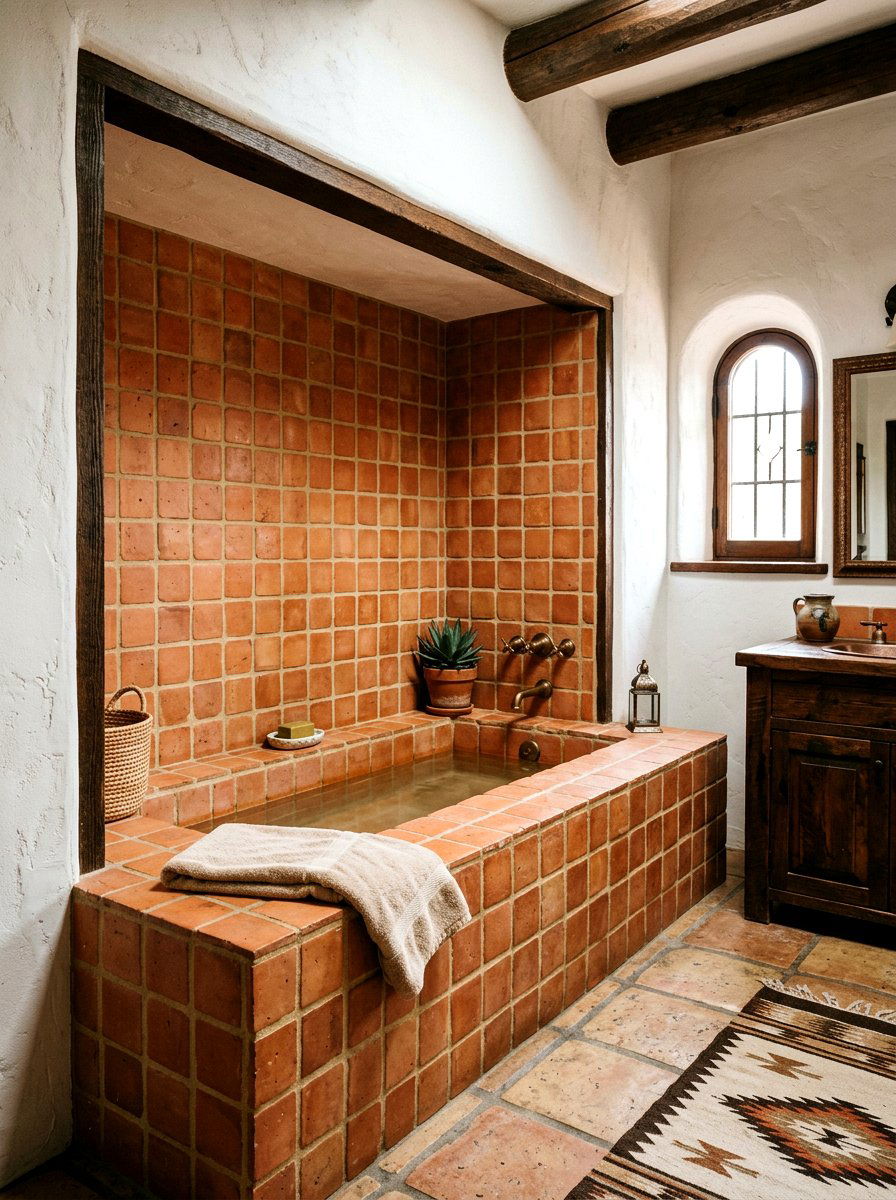 Terracotta tile surround - 30 tub surround ideas