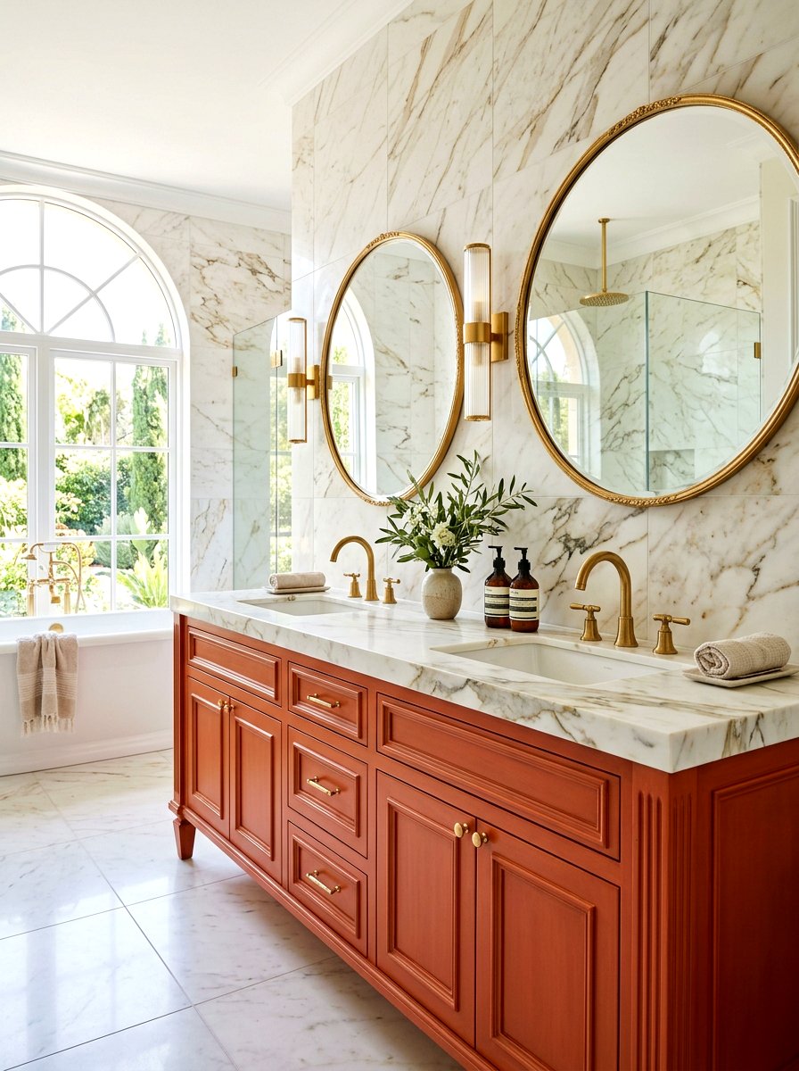 Terracotta vanity with marble top - 30 terracotta bathroom vanity ideas