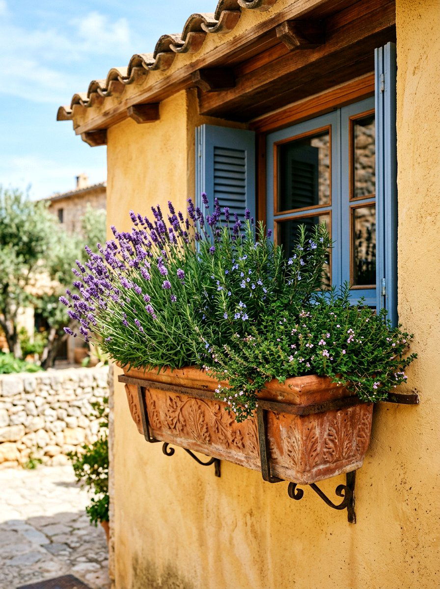 Terracotta window box - 30 window flower box ideas
