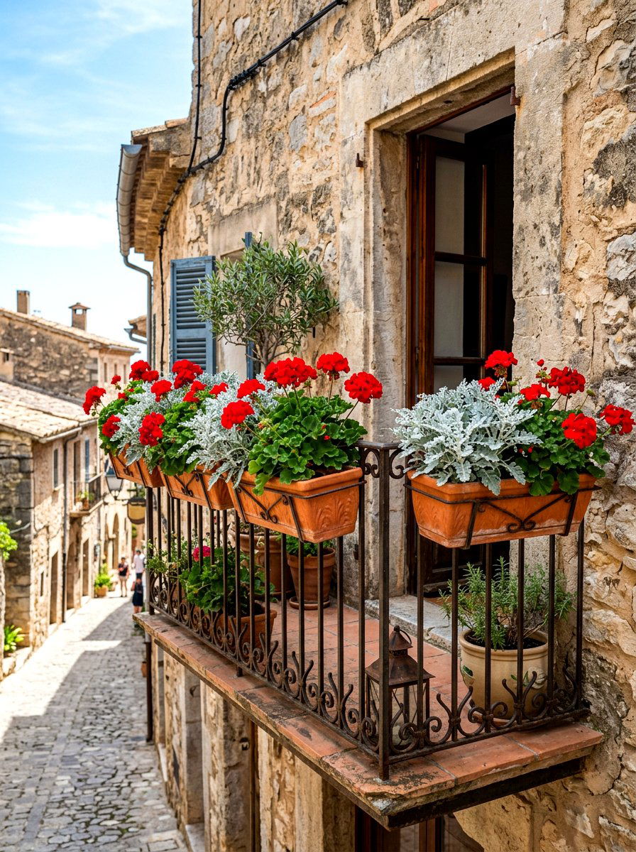 Terracotta window box - 30 balcony flower box ideas