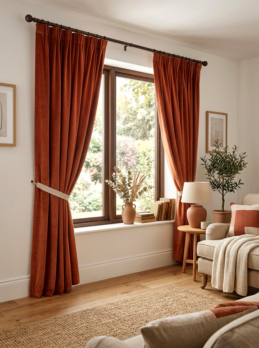 Terracotta window curtains - 30 terracotta decor ideas