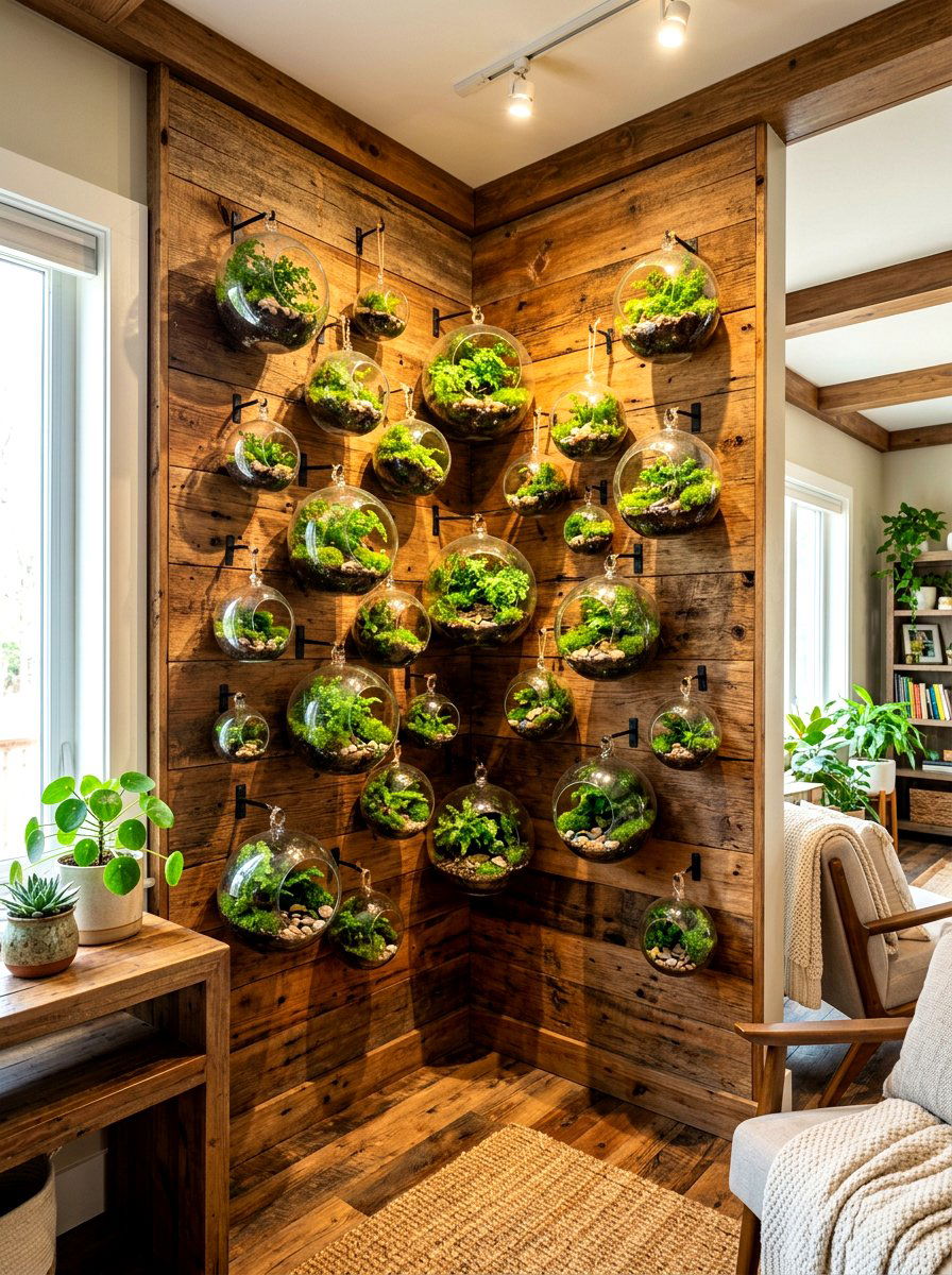 Terrarium Wall Corner - 30 vertical garden corner ideas