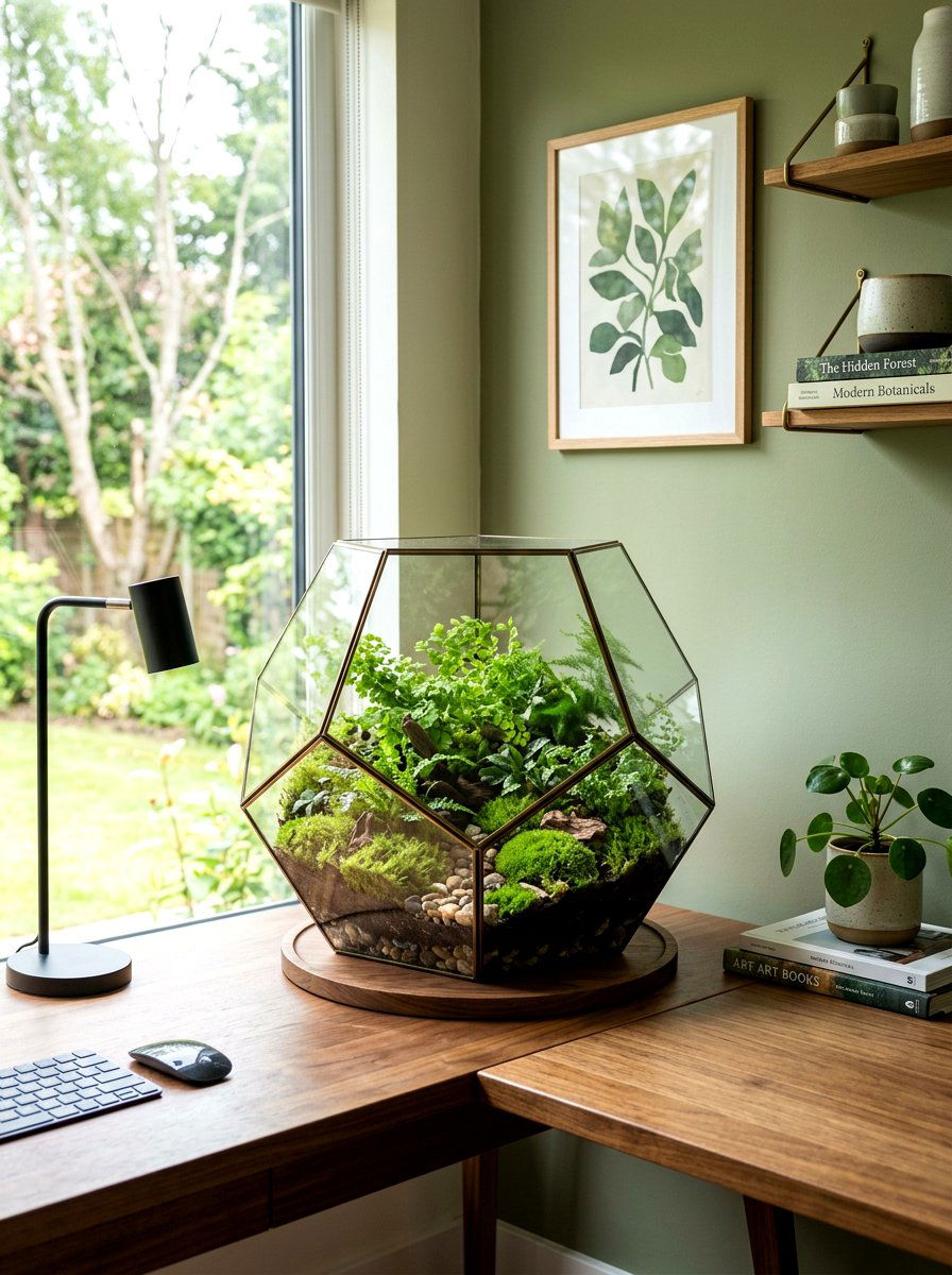 Terrarium glass display - 30 office plant corner ideas