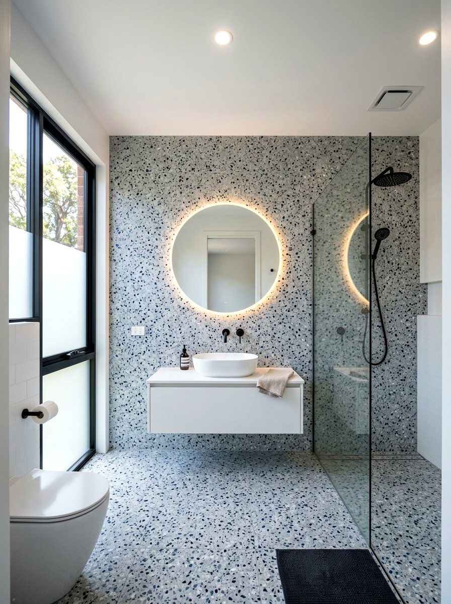 Terrazzo Accent Wall Bathroom - 30 terrazzo floor bathroom ideas