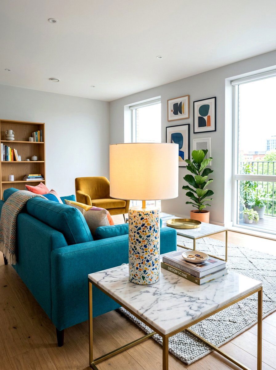 Terrazzo Base Table Lamp Living Room - 30 lamp glow living room ideas