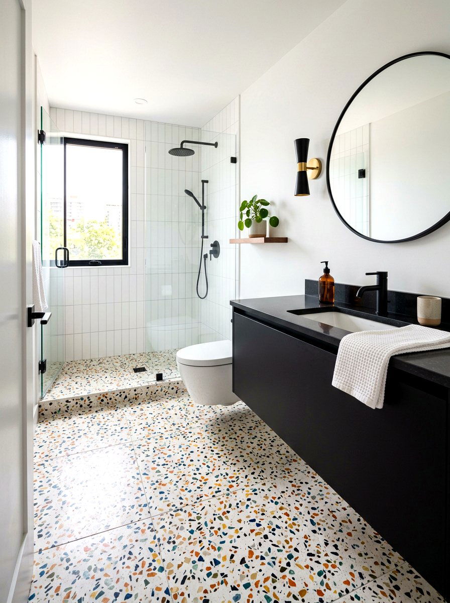Terrazzo Bathroom Floor - 30 condo bathroom ideas