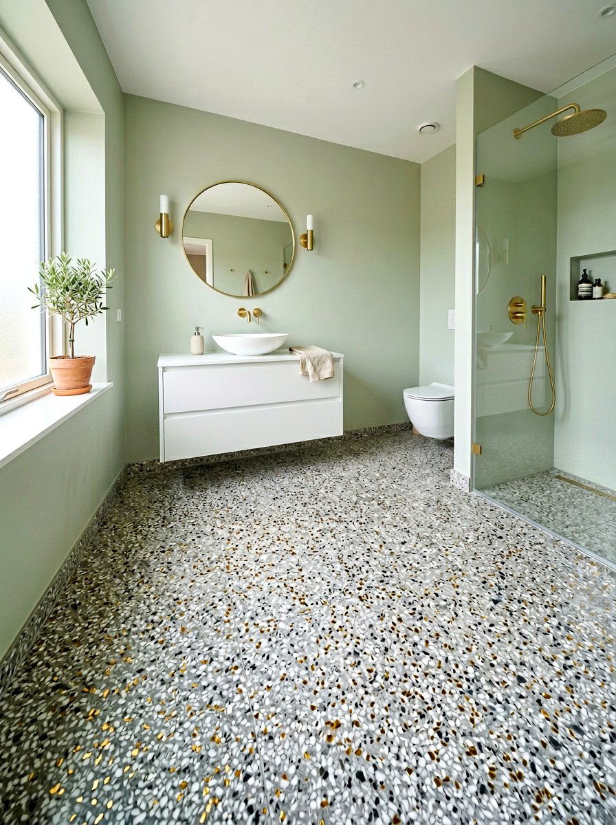 Terrazzo Bathroom Floor - 30 art deco bathroom ideas