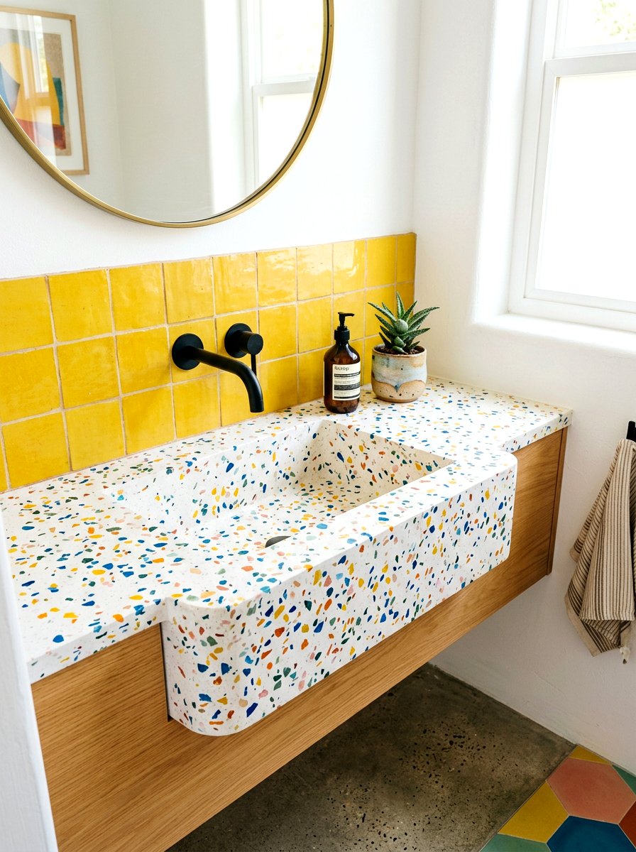 Terrazzo Bathroom Sink - 30 integrated vanity sink ideas