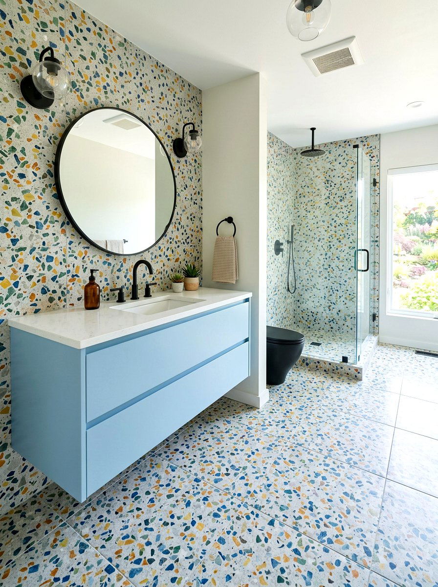 Terrazzo Bathroom Tile - 30 maximalist bathroom ideas