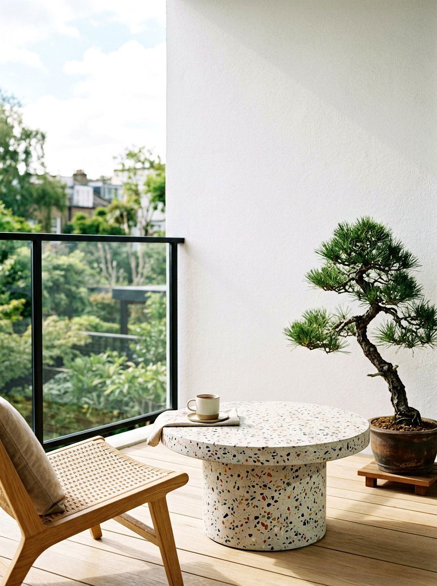 Terrazzo Concrete Round Table - 30 outdoor side table ideas