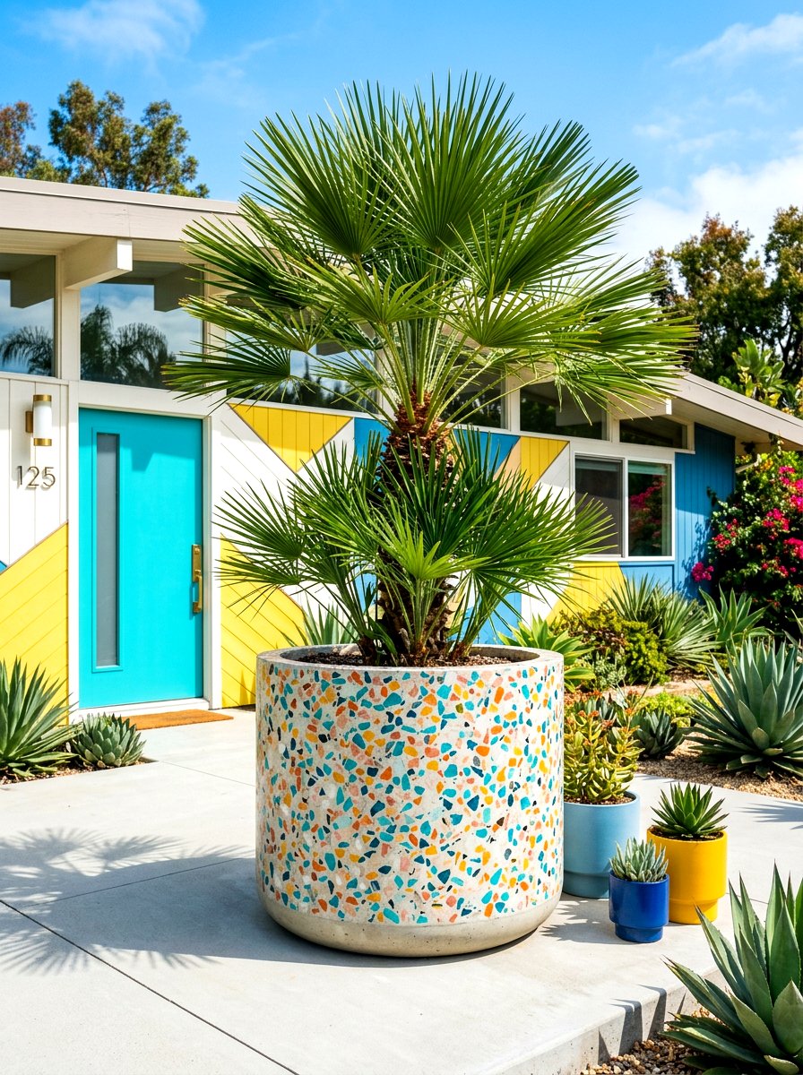 Terrazzo Finish Planter - 30 tall front door planter ideas