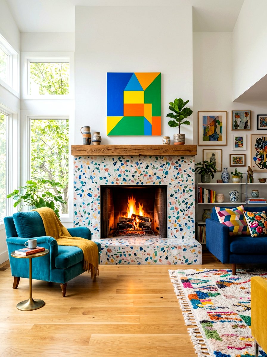 Terrazzo Fireplace Surround - 30 modern fireplace surround ideas
