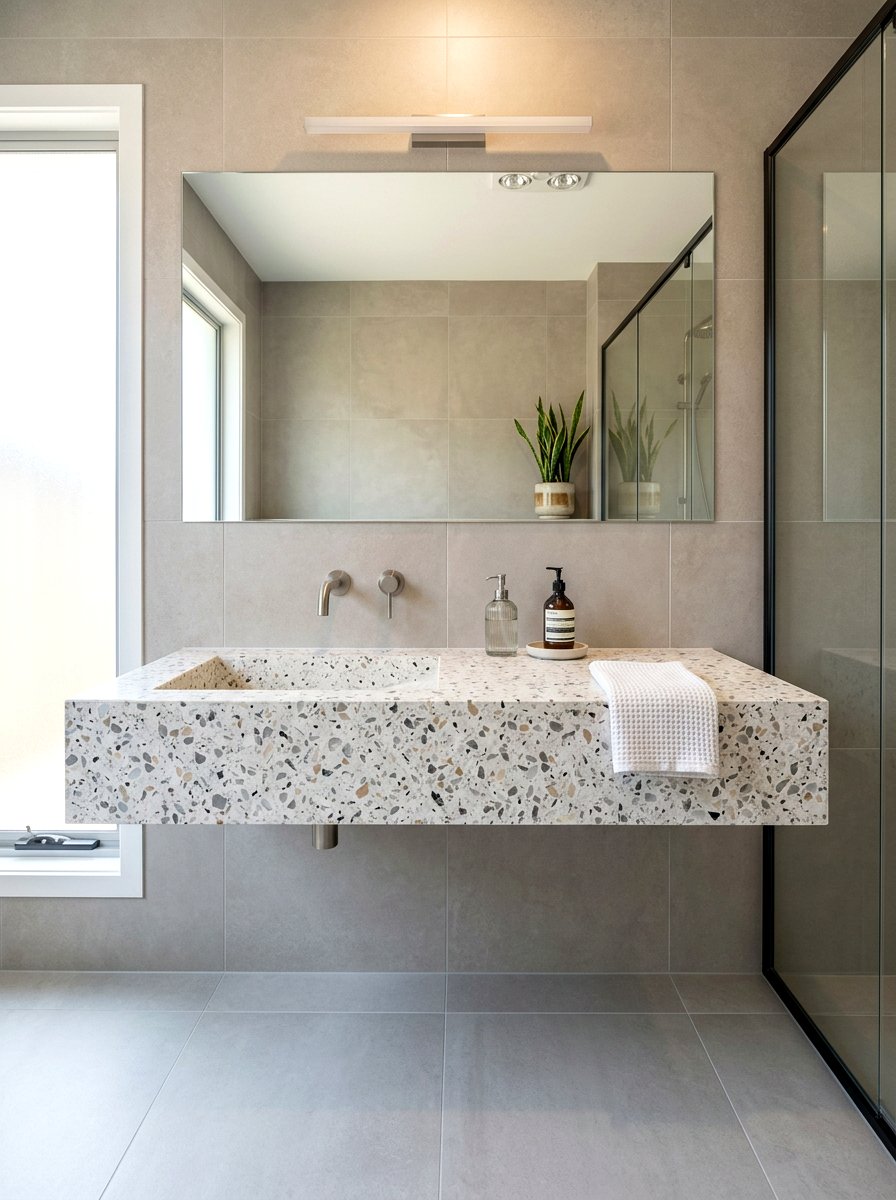 Terrazzo Floating Vanity - 30 terrazzo bathroom ideas