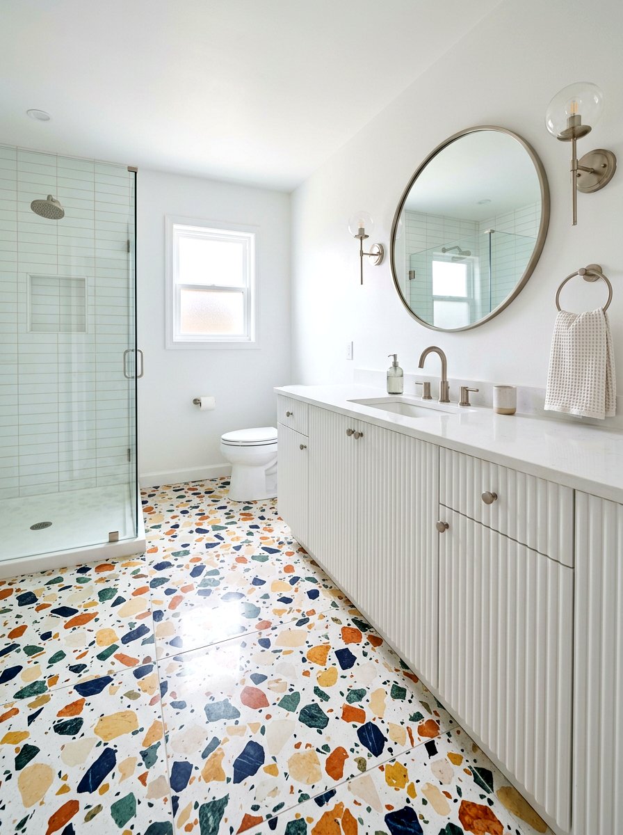 Terrazzo Floor Bathroom - 30 fluted vanity bathroom ideas